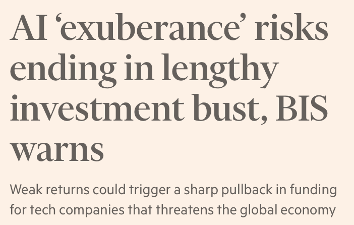 Bank of International Settlements Warns That AI Crash Could Produce Investment Drought, Economic Contraction and Even a Crisis